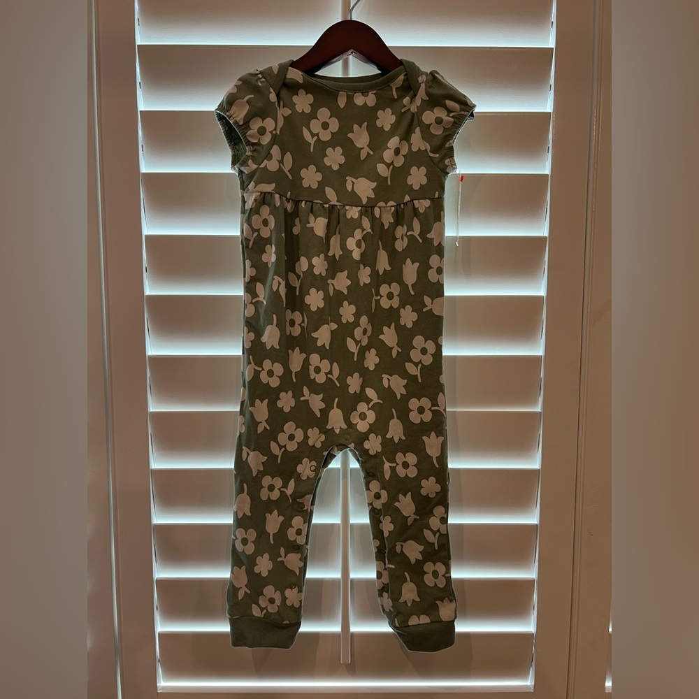 NWT - Cat & Jack - 18mo - Green floral jumpsuit!